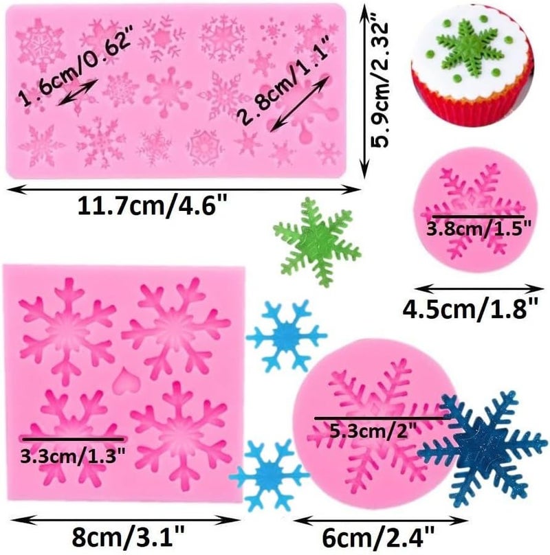 AMBESTEE 4 Pieces 3D Snowflake Silicone Mold Winter Snowflake Fondant Silicone Mold for Cake Cupcake Decoration Polymer Clay Crafting Projects - Image 2